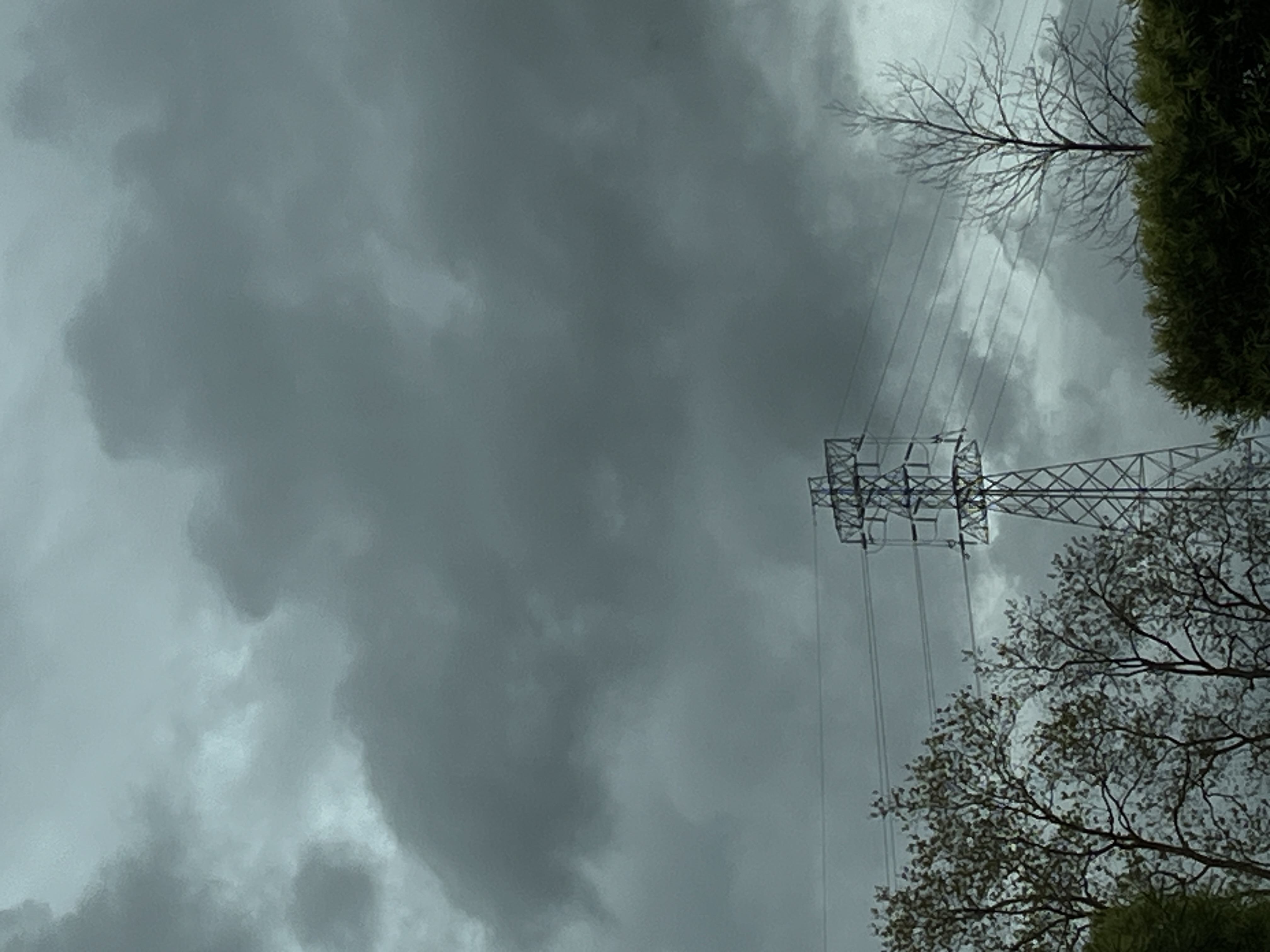cloudy sky and power lines